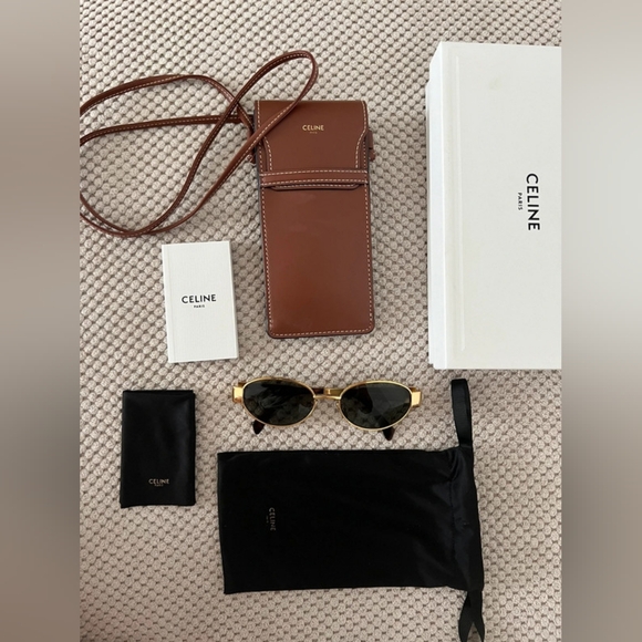Celine Triomphe Gold Metal Sunglasses - Picture 1 of 9